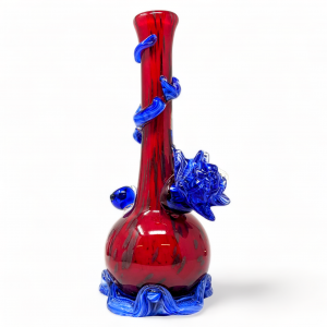 High Point Glass - 14" Scarlet Blue Climber Ripple Base Water Pipe - [MAHE-1411]